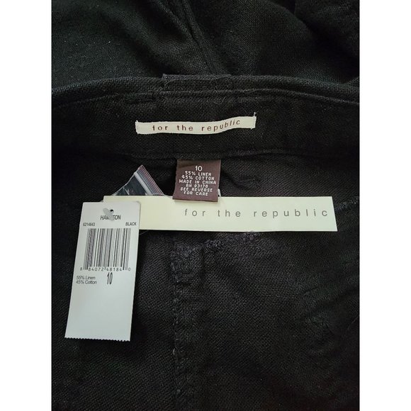 For The Republic NWT Black Tie Solid Cuffed Pants 10 - Picture 5 of 5